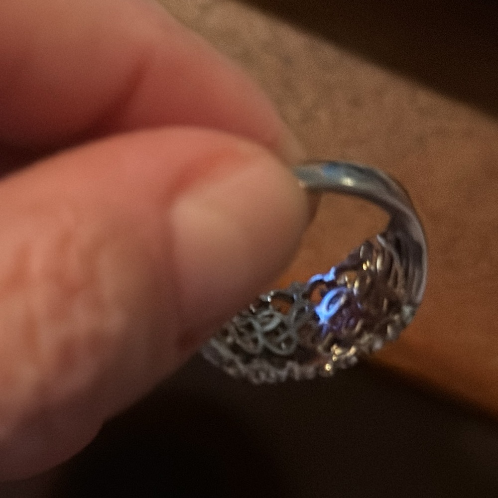 Tanzanite ring in princess cut in 925 sterling - Picture 2 of 3